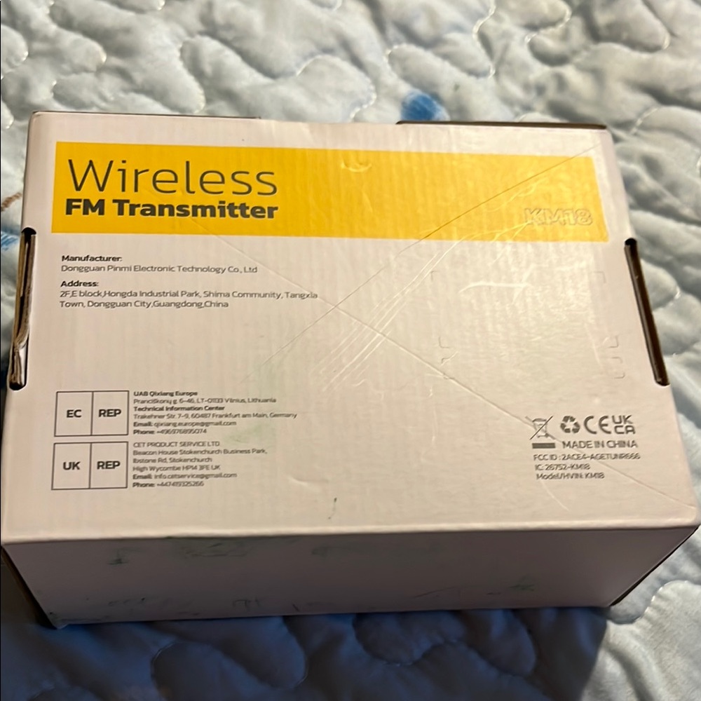 Wireless FM transmitter KM18 made by NULAXY model KM 18. brand new in the box.